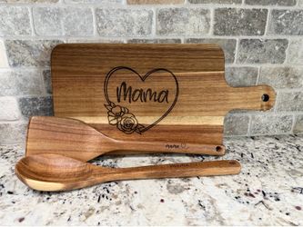 Gift Set Cutting Board with Spoon and Spatula