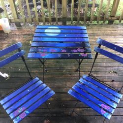 Hand Painted Bistro Table With Chairs 