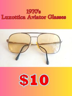 1970's Vintage LUXOTTICA Aviator Eyeglasses Gold Frames - Made In Italy