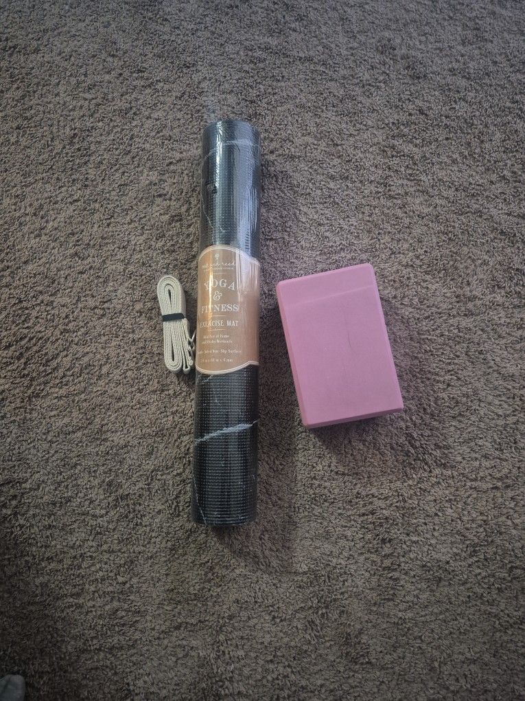 Yoga Mat, Block, And Strap