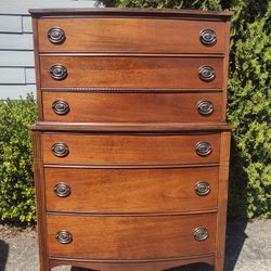 Vintage Tallboy Six Drawer Dresser 