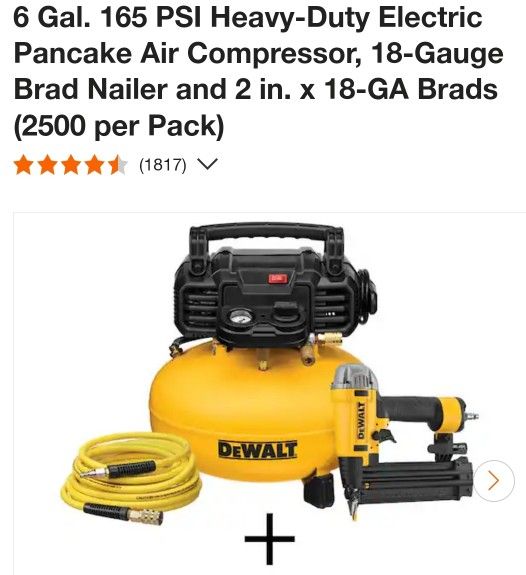 Dewalt 18 Gauge Nail Gun With Compressor 165 Psi