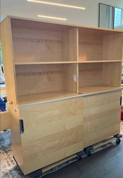 IKEA Galant Credenza with Hutch, Birch, $175