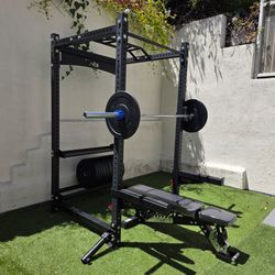 New Vesta Pr3000 Squat Rack | 230lbs Bumper plates | Adjustable Bench | Barbell | Plus Attachments Seen | FREE DELIVERY 🚚