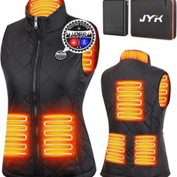 Women's Heated Vest with 3 Heating Levels, 6 Heating Zones,Neck Heating Jacket Washable with 7.4V10000mAh Battery Power