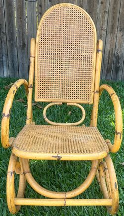 Mid Century Bentwood Rattan Rocking Chair