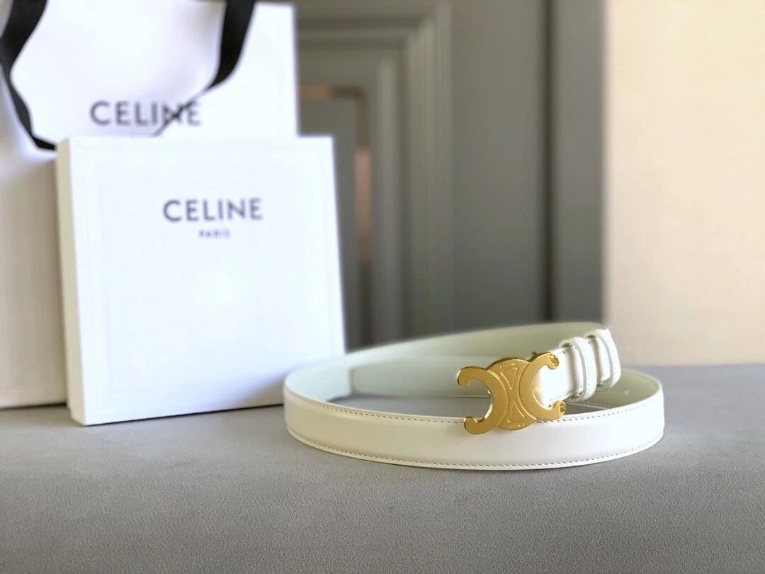 Celine woman’s belt classic in genuine calfskin White 85/medium
