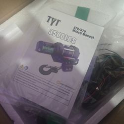 TYT 3500 lb ATV Winch, 12V DC Electric Winch with Wireless Remote and Wired Switch, 7/32"x 30FT Synthetic Winch Rope with Fairlead and Winch Mounting 