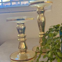 Gold GLASS Candle Holder 