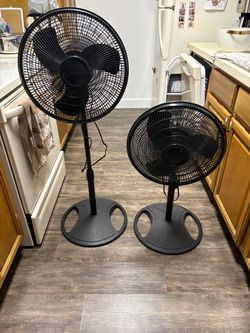 Lasko Black Pedestal Standing Fans – Set of 2