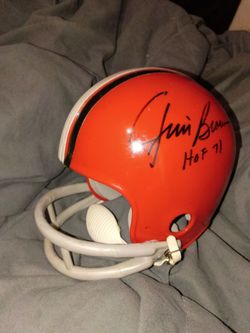 Jim Brown autographed throwback NFL mini helmet Cleveland Browns two bar