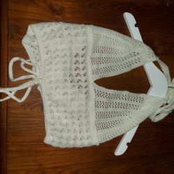White XS crocheted Halter Top Cover-up