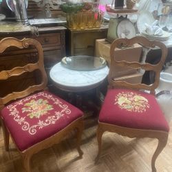 Vintage French Pair Of Needlepoint Chairs Chair 