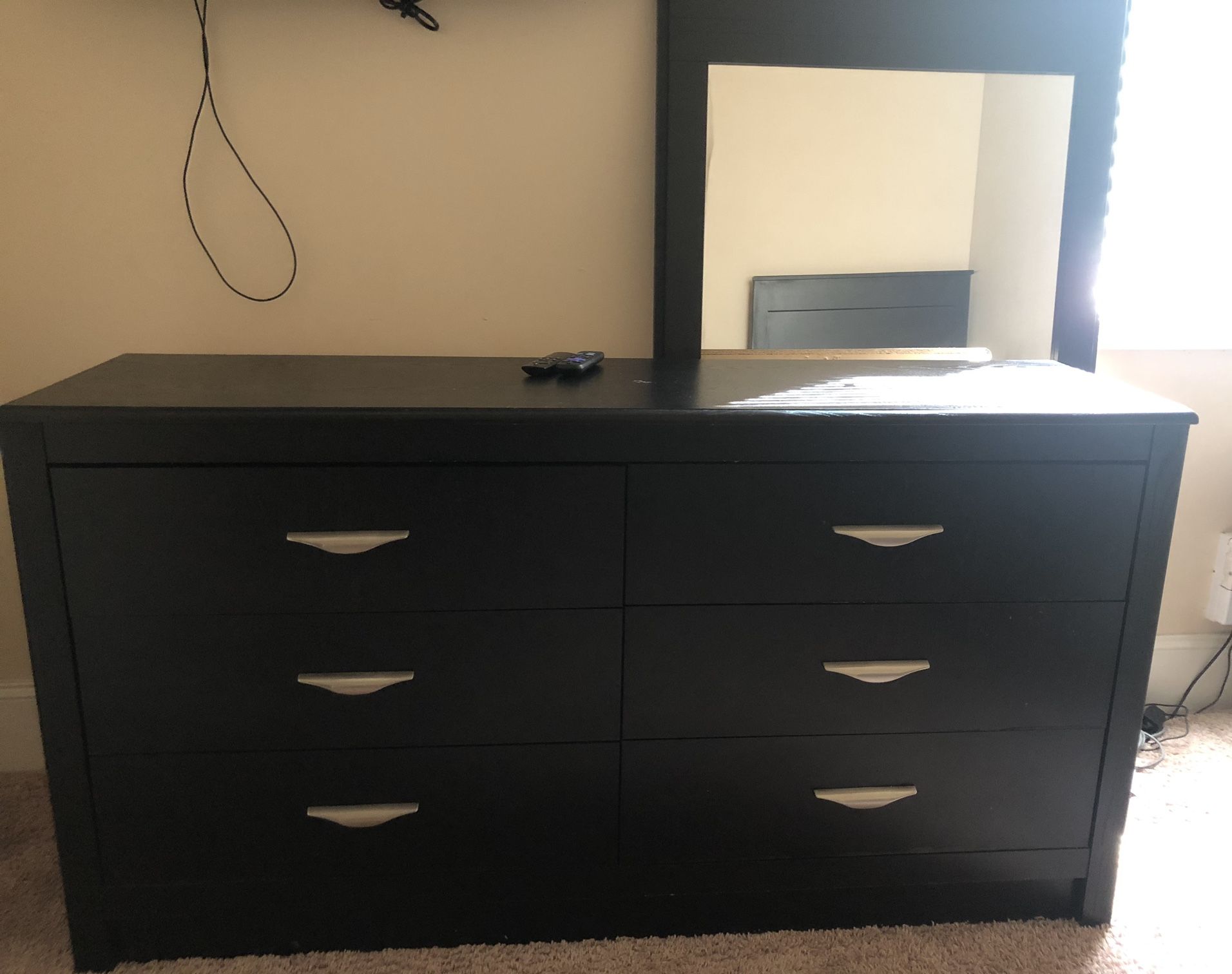 BUY NOW!!!! Black Twin Bedroom Set - Headboard, Footboard, Rails, Dresser/Mirror & Nightstand