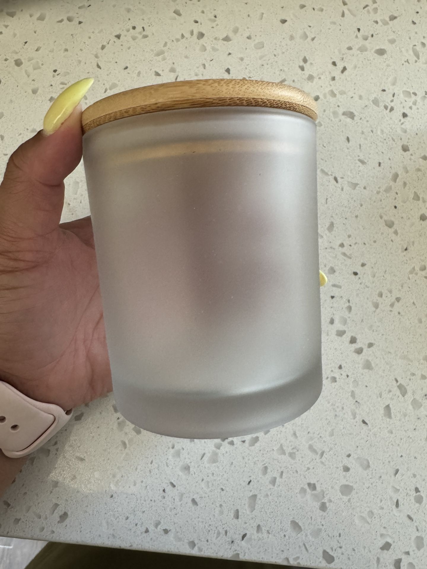 Frosted White Colored Candle Jar 14.5 oz with Bamboo Lid | 12 Pack