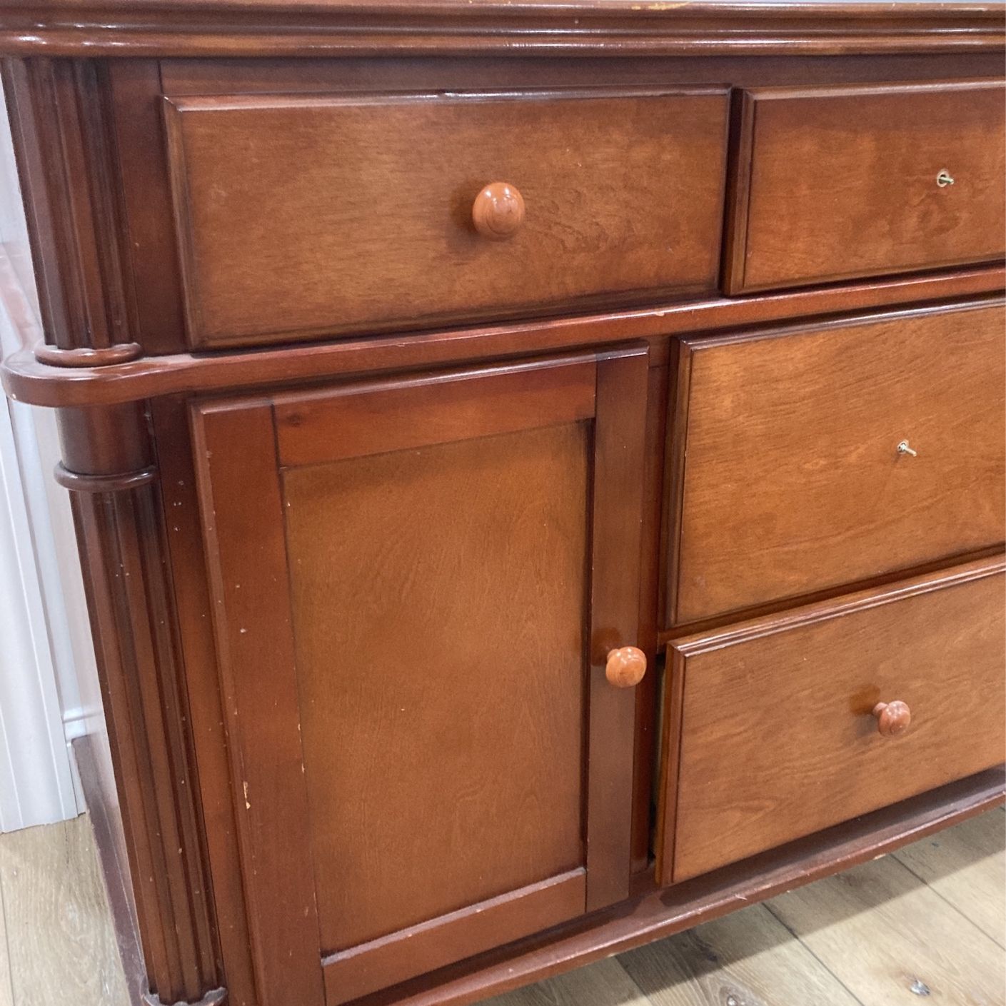 Cherry Hardwood Changing Table And Dresser