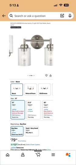 Kichler Winslow 12.75" Vanity Light in Brushed Nickel, 2-Light Transitional Bathroom Light with Clear Seeded Glass. (12.75" W x 9.25" H),  It brand Ne