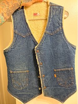 Wow 🤩!! 1970s Vintage Levi’s Orange Tab Sherpa Denim Vest – Made in USA – Size Medium