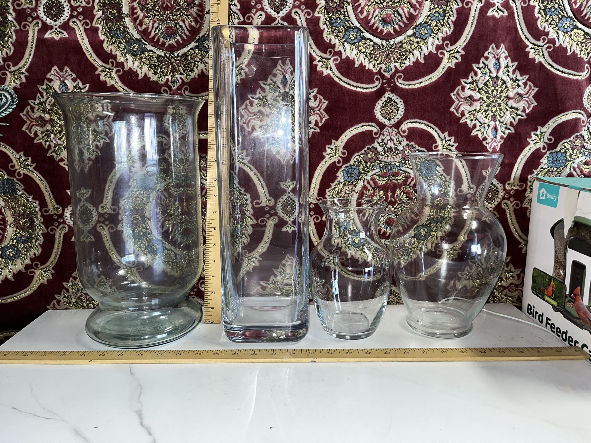 4 Glass Flower Vases 