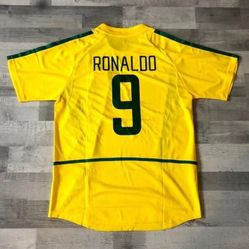 Brazil 2002 World Cup Home Jersey Ronaldo #9 Medium (All Sizes Available)
