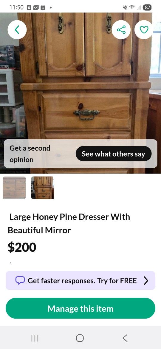 Honey Pine Armoire That Matches Honey Pine Dresser And Mirror