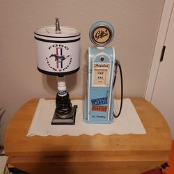 FORD MUSTANG LAMP AND GAS ⛽️  CLOCK AND STORAGE  Make  Offer Makes Great Christmas  Gifts 