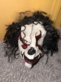 Scary Clown Halloween Mask Horror Creepy Costume Accessory As Is Clean