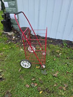 ATG Large Red Folding Shopping Cart on Wheels