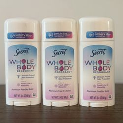 Secret Whole Body Déodorants $5 each 