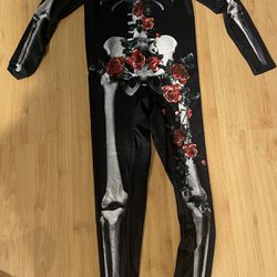 Skeleton Halloween Costume With Roses  Womans medium 