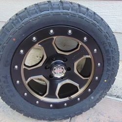 4 New 20X9 Satin Black and Bronze Centerline Rims 285 50 20 A/T Tire 6 X5.5