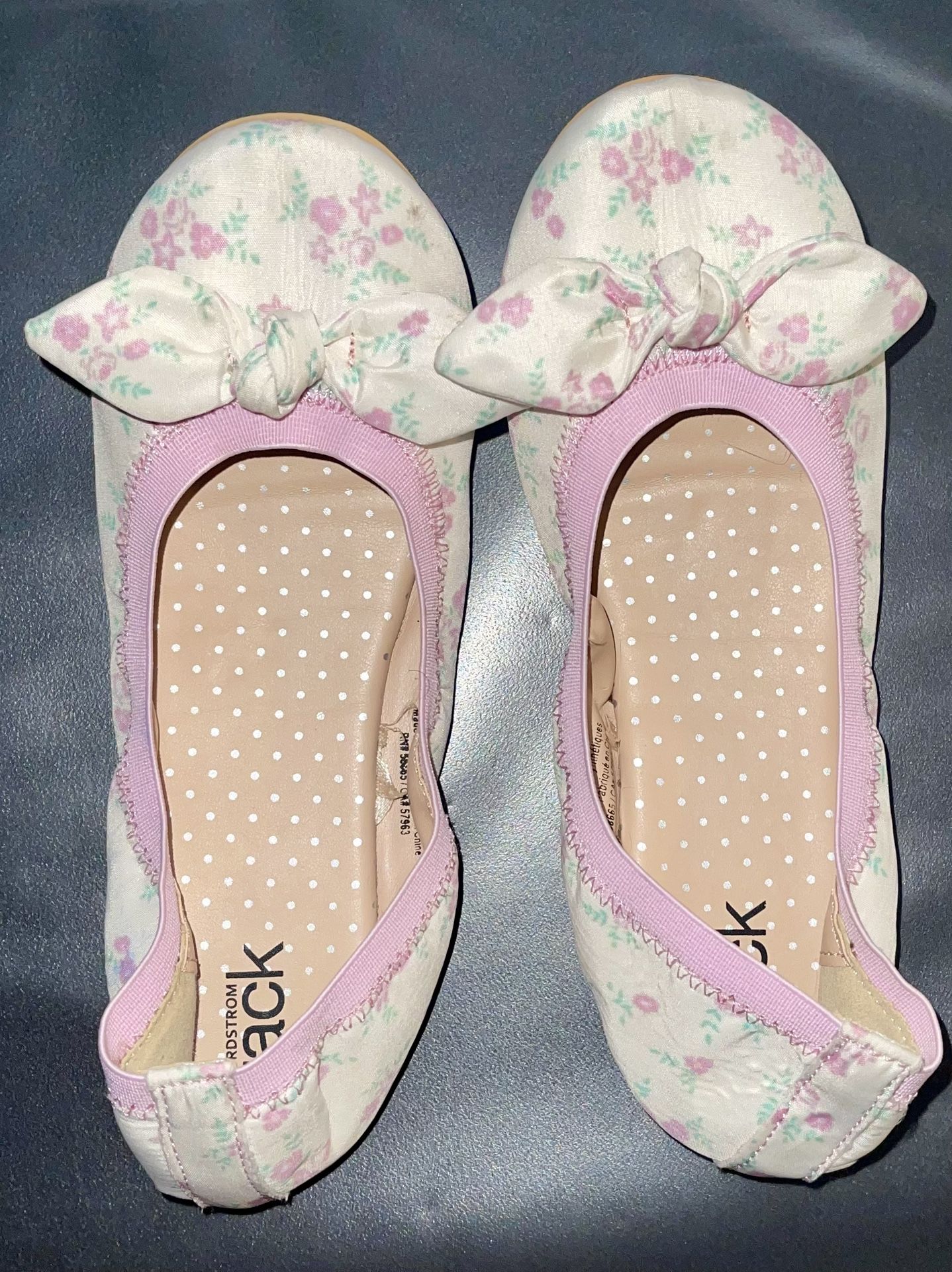 Nordstrom rack Pink and White Slippers/Flats with Floral Design