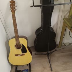 Fender CD-60 Dreadnaught Acoustic Guitar, almost new + accessories 
