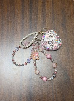 Heart shaped compact double mirror keychain