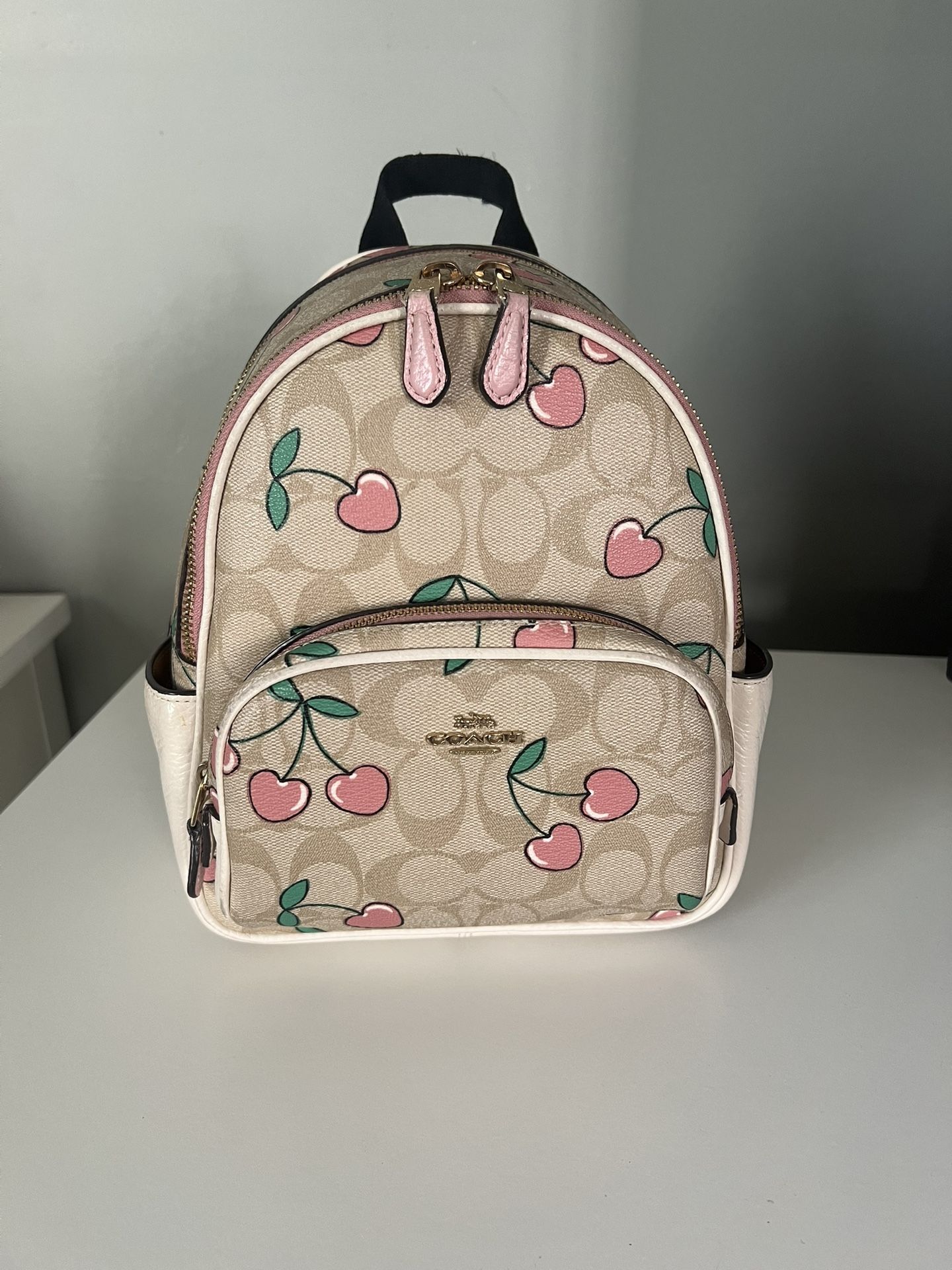 Coach Backpack With Cherry Heart Print
