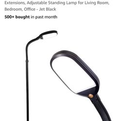 Brightech Litespan - Bright LED Floor Reading Lamp for Over Chair Crafts and Reading, Estheticians' Light for Lash Extensions, Adjustable Standing Lam