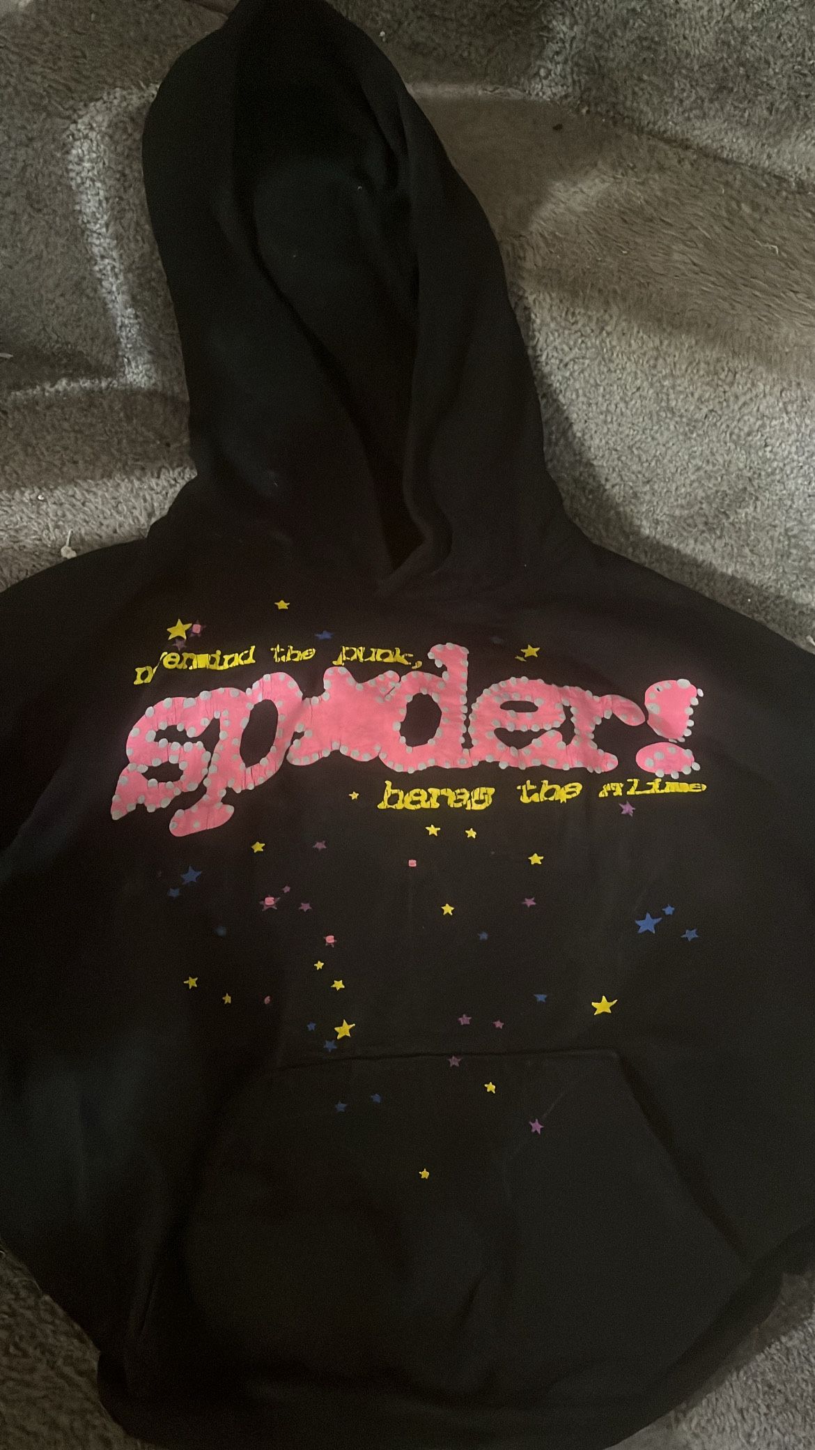 authentic sp5der pink v2 hoodie black xl