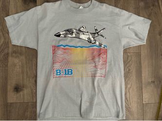 Vintage T-shirt B-1B Lancer Bomber Graphic Light Blue Military Aviation Tee XL