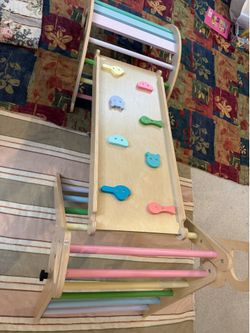 Pikler Triangle Set with Safe Handle, Foldable 7-in-1 Montessori Toddler Climbing Toys Indoor, Wooden Pickler Climbing Set, Baby Jungle Gym & Playgrou
