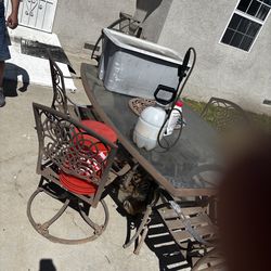 Glass patio dining set