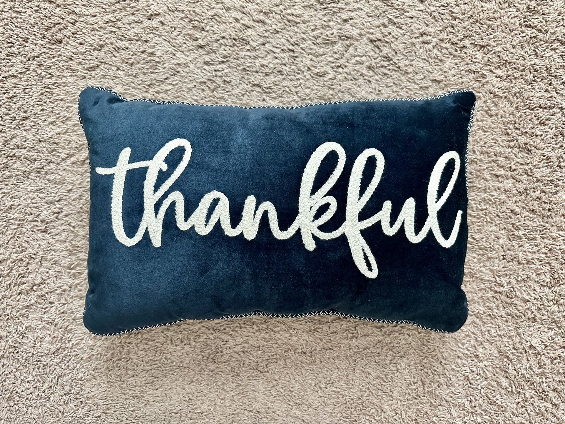 Thankful Blue Lumbar Throw Pillow