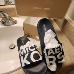 Women's Size 10 Michael Kor's Bling Dark Blue Slip On Sandle's NeW