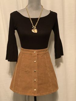 Black Crop Top & Cloth Skirt