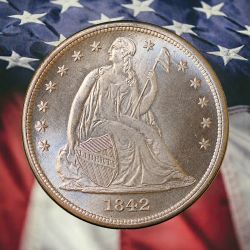 1842 Seated Liberty Dollar Silver Plated Novelty Coin - Unc