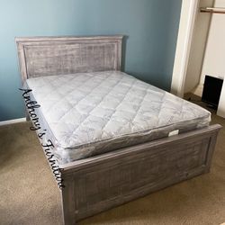 Solid Wood Queen Bed & Bamboo Mattress 