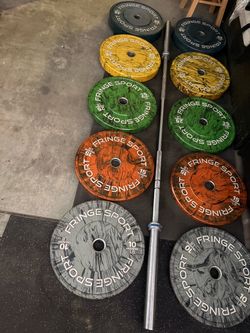 Fringe Sport Savage Bumper Plate Set plus bar in like new condition