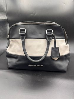 Christian Siriano Black and Cream Colorblock Satchel Handbag