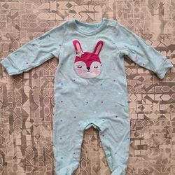 Sterling Baby 9M Pink Bunny Girl's Snapbutton Confetti Pattern Footie Pajamas
