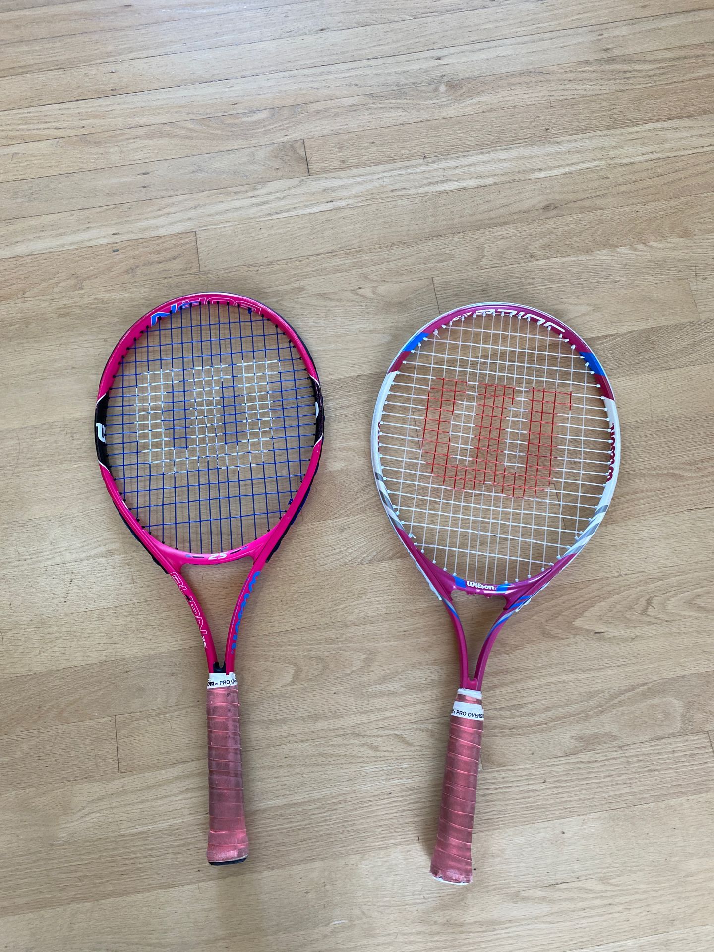 Girl’s Wilson Tennis Rackets. 25”. Good shape. Used for 2 seasons while learning. $15 each