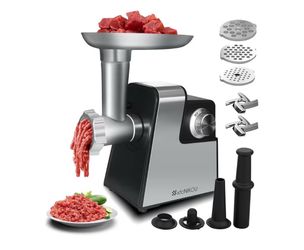 Electric Meat Grinder, 2800W Max Sausage Stuffer,Stainless Steel Meat Mincer With 2 Blades, 3 Plates, Sausage Tube And Kubbe Kit For Home Kitchen Use